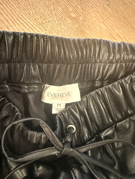 Evereve Black Faux Leather Jogger Pants with Drawstring - Picture 2 of 5